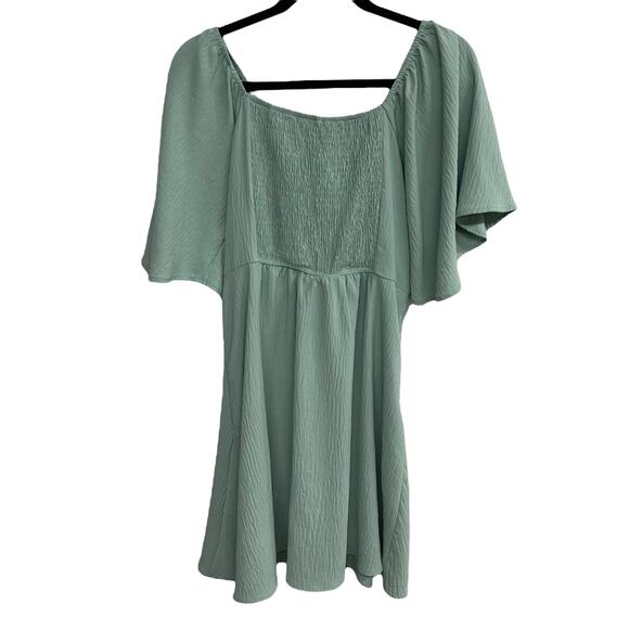 Romantic flutter sleeve midi dress Dokotoo sage green XL - Picture 3 of 8
